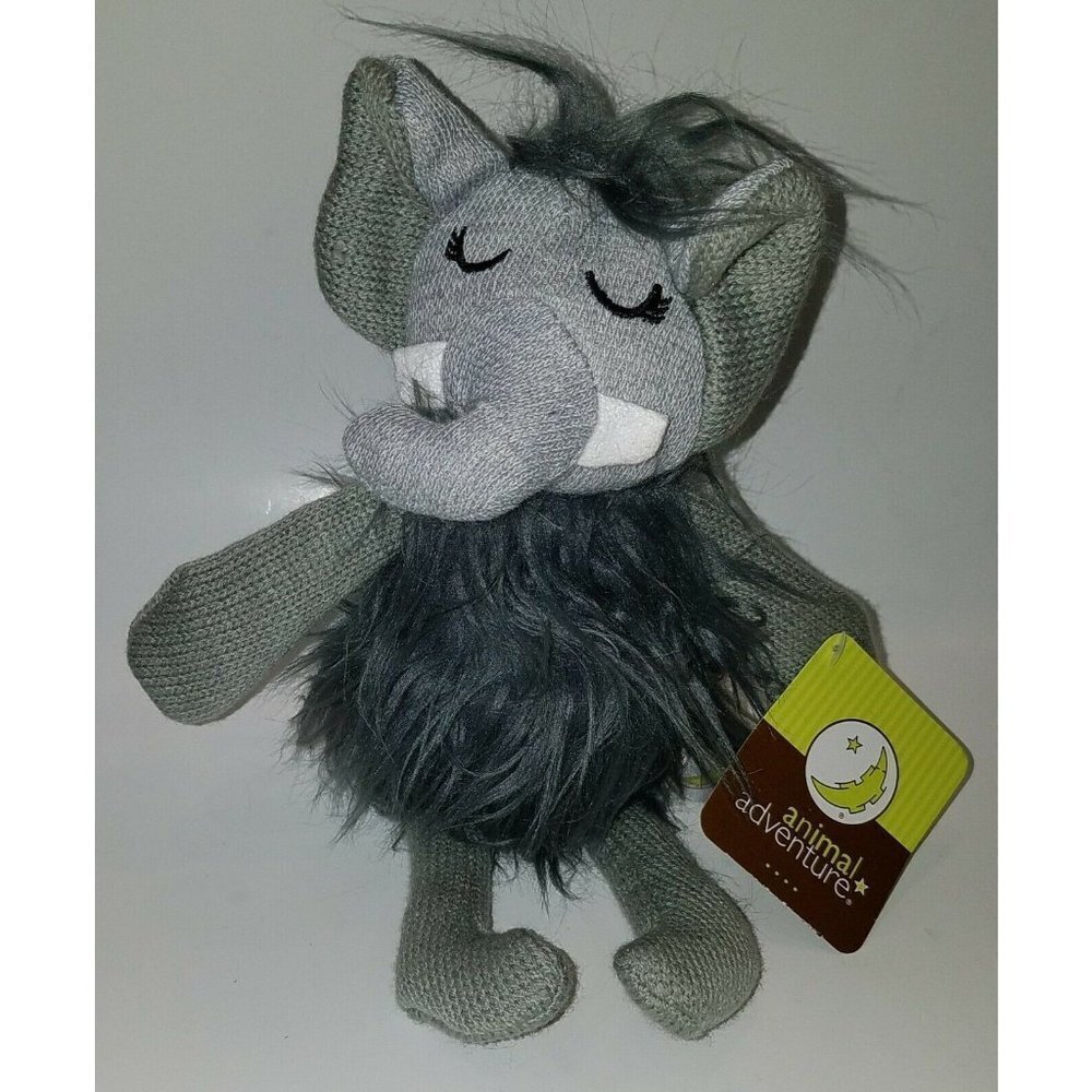NWT Animal Adventure Gray Hairy Elephant Plush Lovey Stuffed Animal 2019 Fuzzy